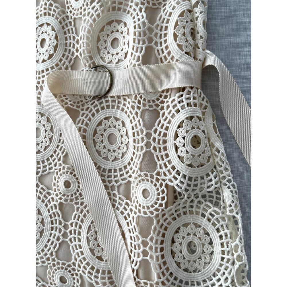 Free People Sz 10 Selma Lace Crochet Shift Dress Mini Boho Festival Prairie - Picture 8 of 16